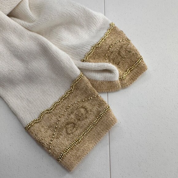 Dressbarn XL White & Gold Embellished Cardigan Sweater Button Christmas Holiday - Picture 8 of 10